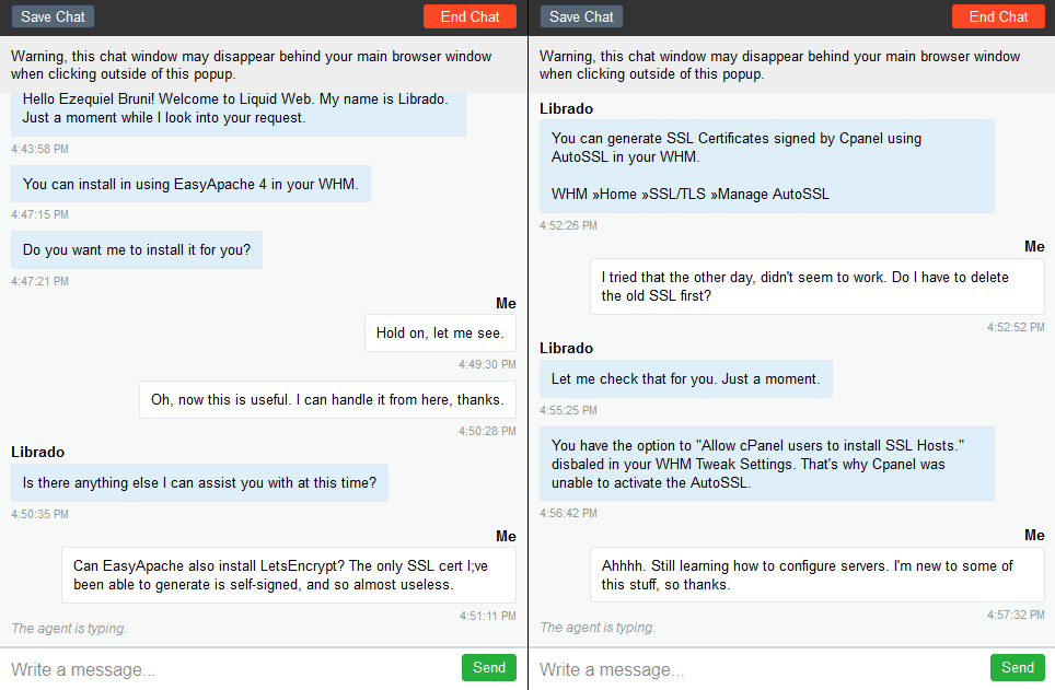 Liquid Web's live chat support