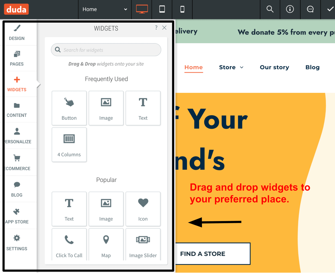 Duda - Widgets for flexible customization