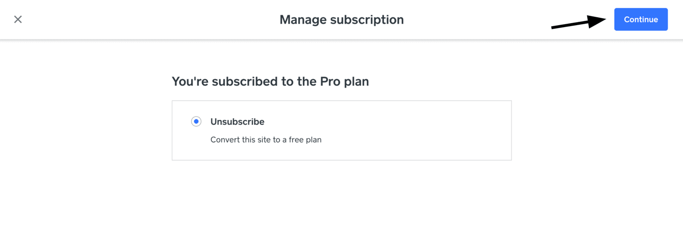Weebly - unsubscribe from plan
