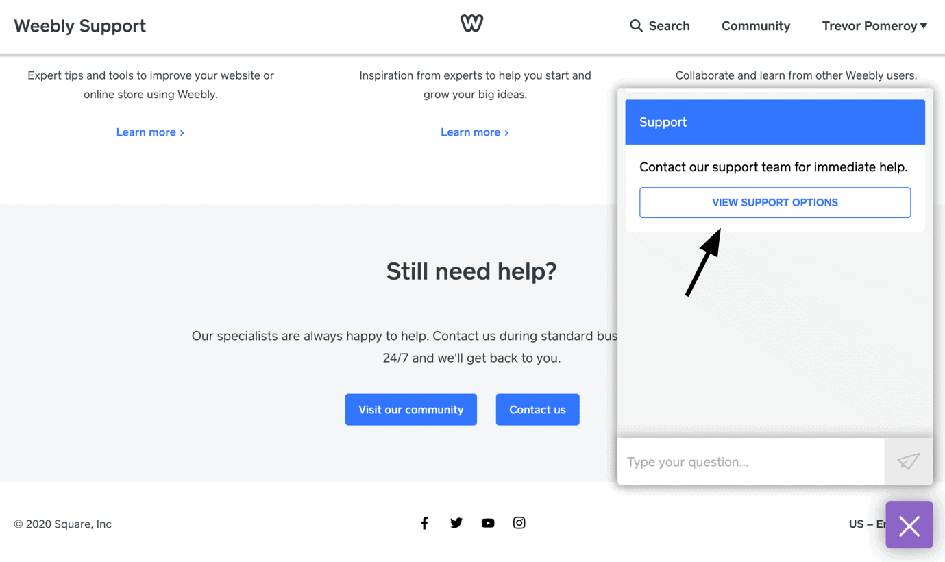 Weebly - support options