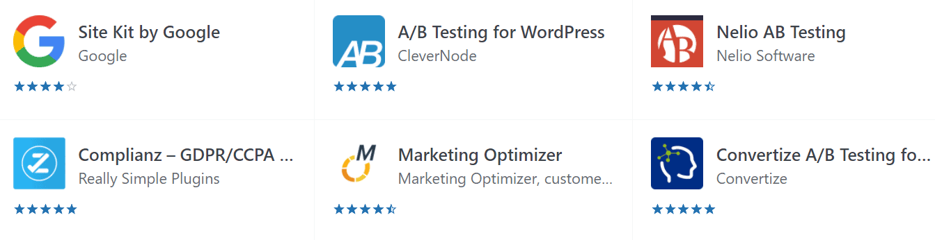 List of A/B testing tools in WordPress plugin library