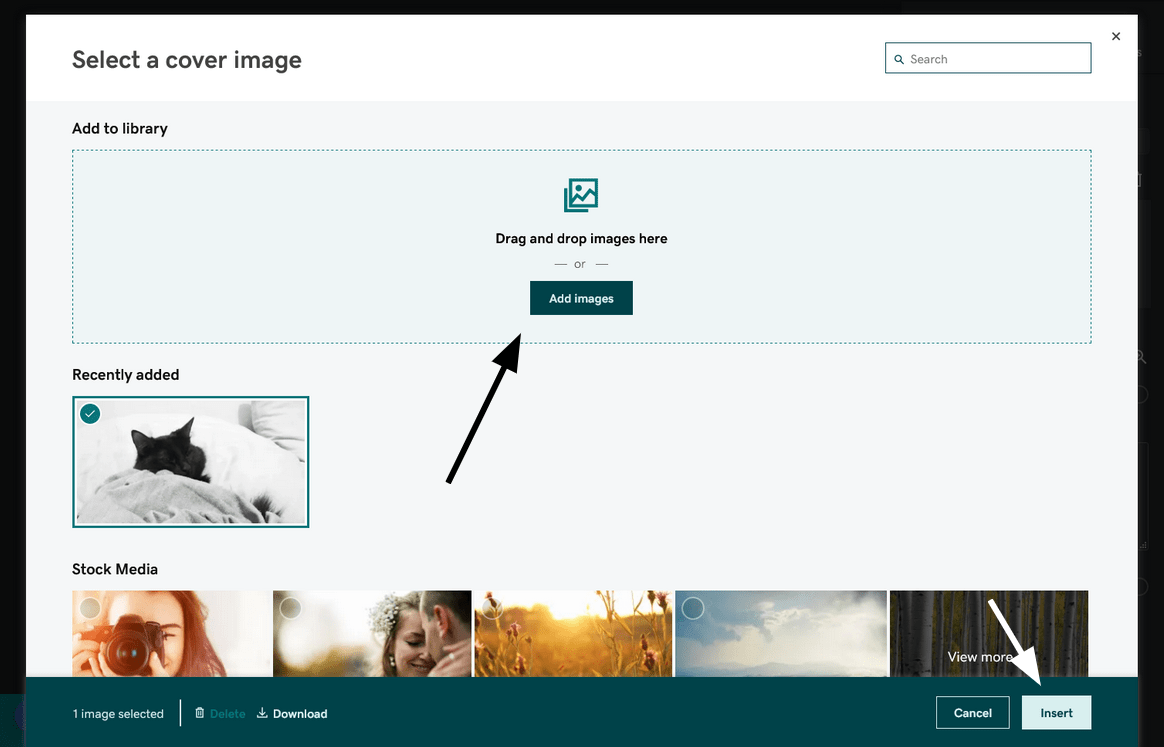 GoDaddy image management screen