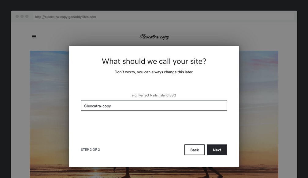 Name your GoDaddy website