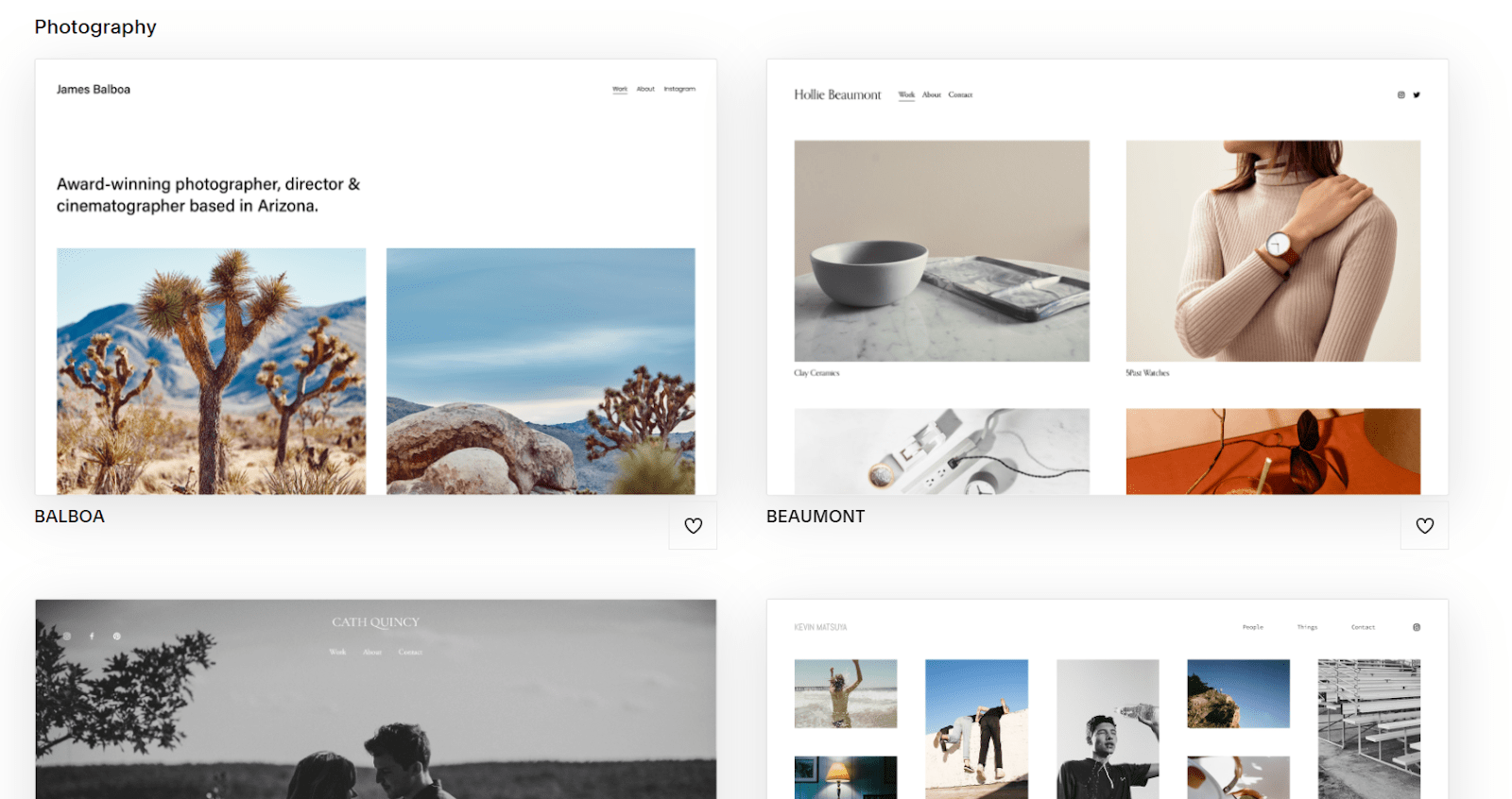 Squarespace photography templates