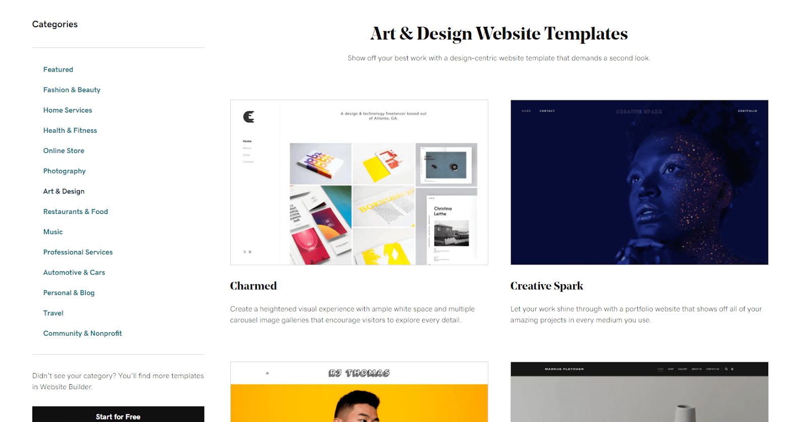 GoDaddy Art & Design templates