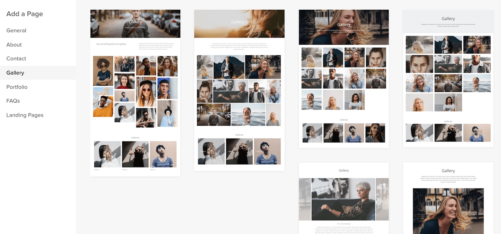 Pixpa photo gallery layouts