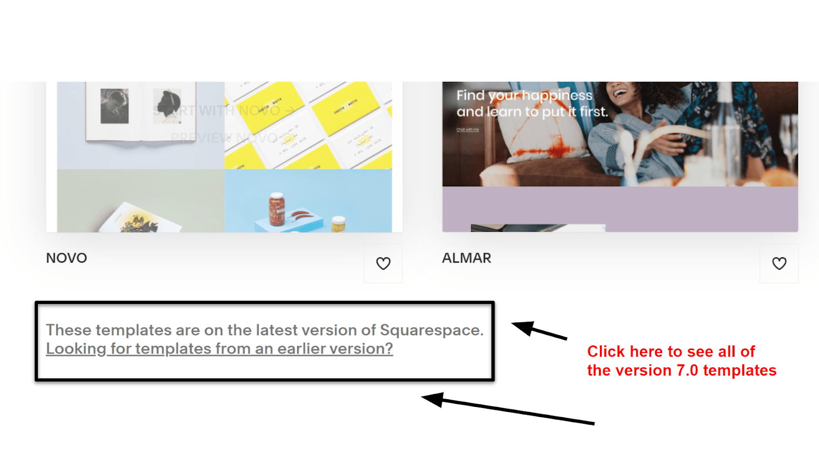 Squarespace version 7.0 templates