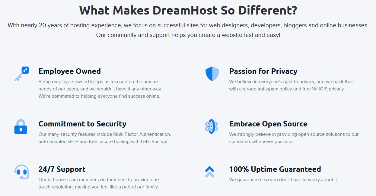 DreamHost Main Features