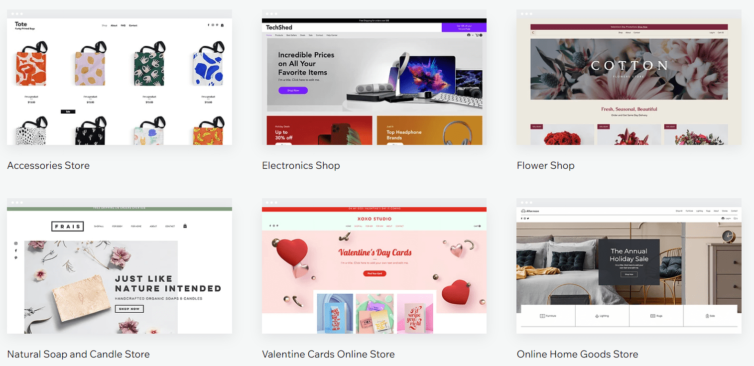 Wix online store templates