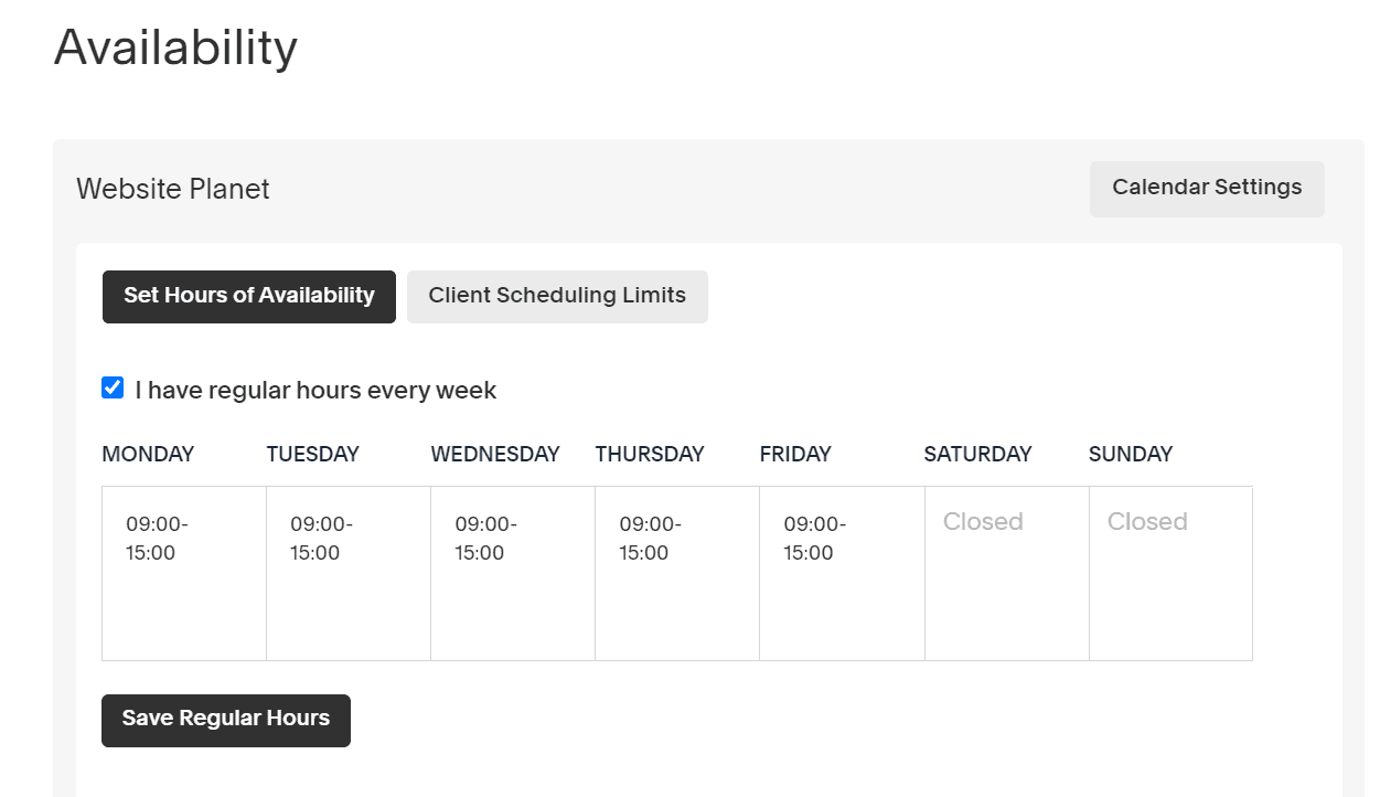 Acuity scheduling interface