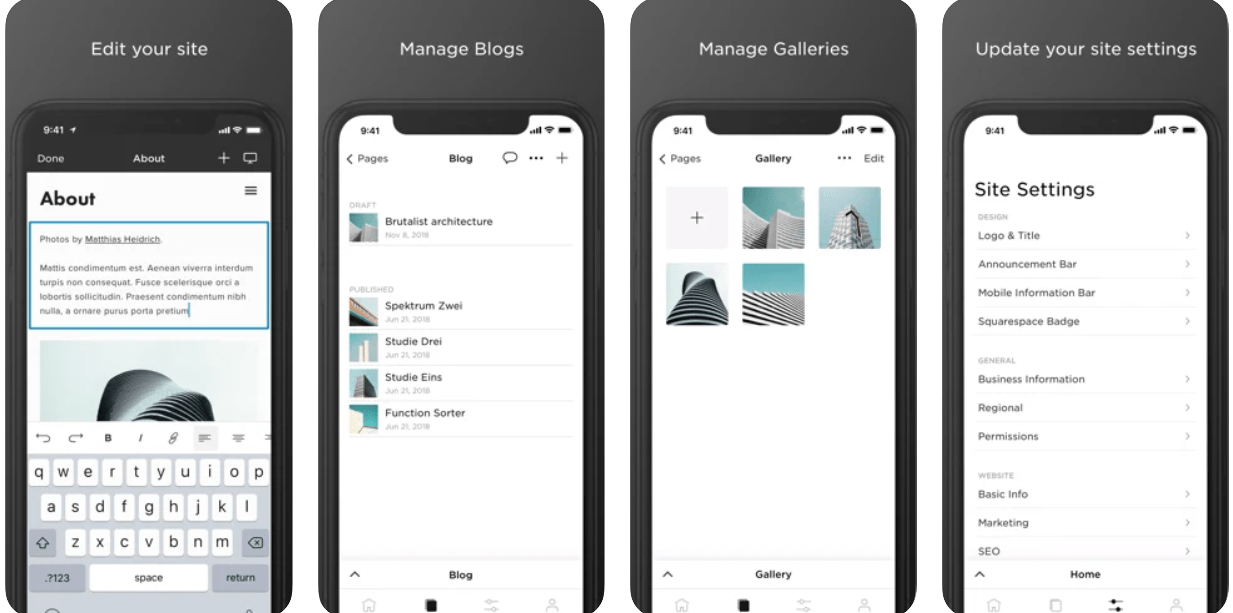 The Squarespace mobile app