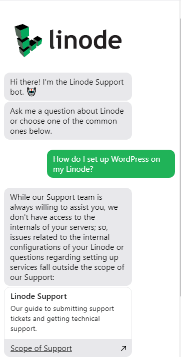 Support from Linode isn't great