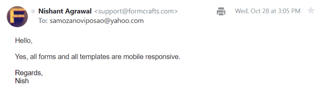 FormCrafts Email Support