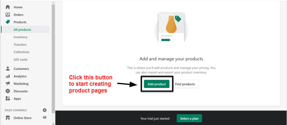 Shopify add product button
