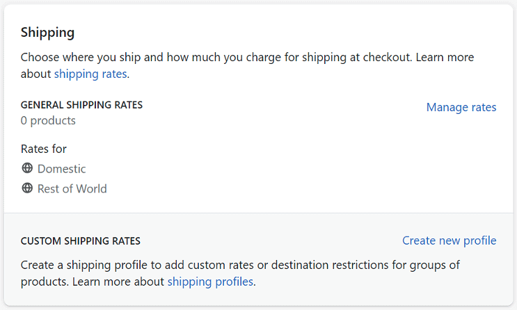 Set shopify shipping rates