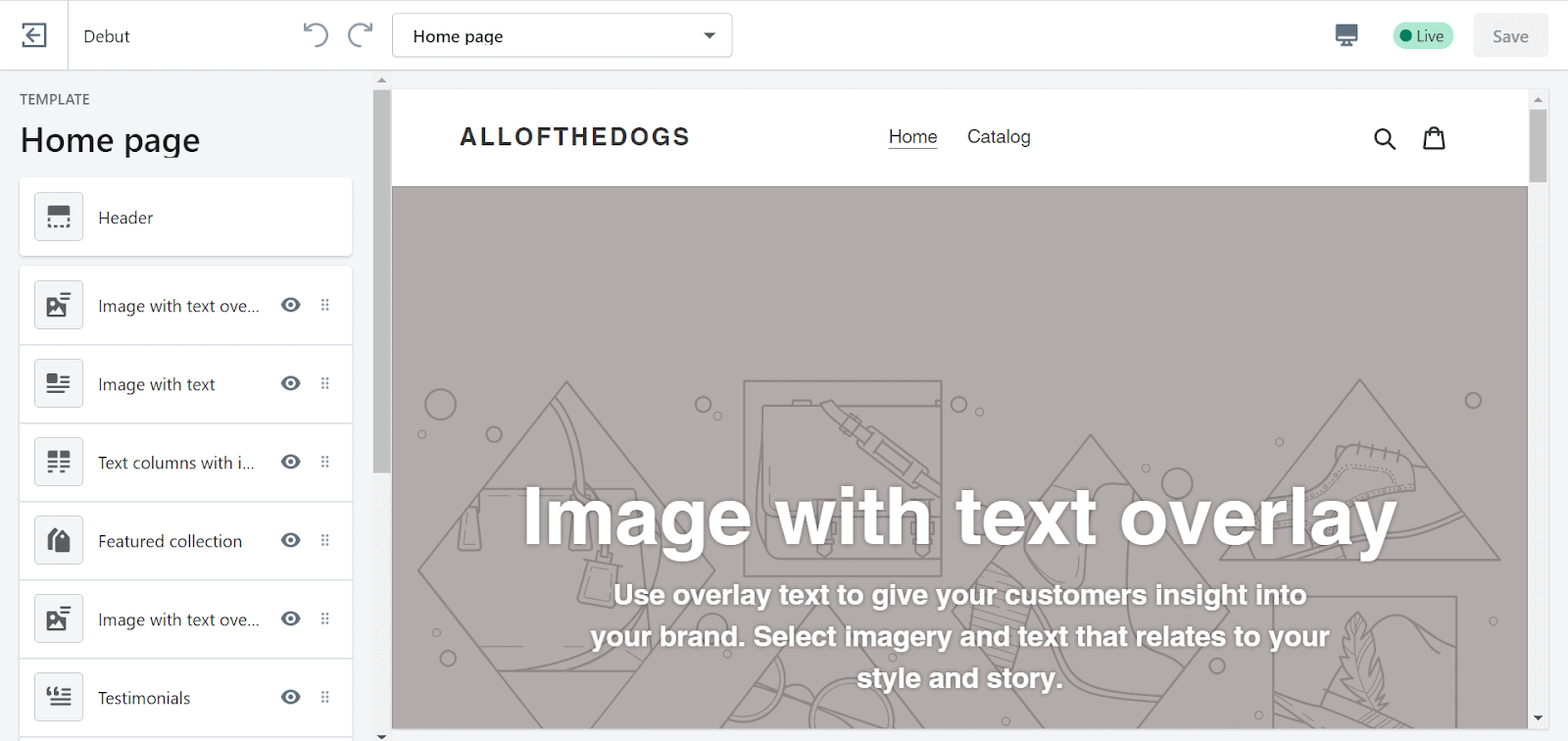 Shopify theme editor