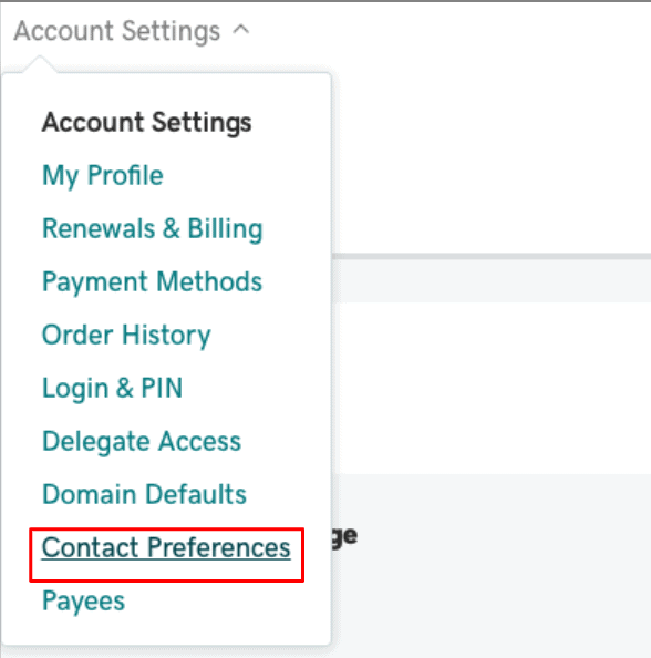 GoDaddy contact preferences