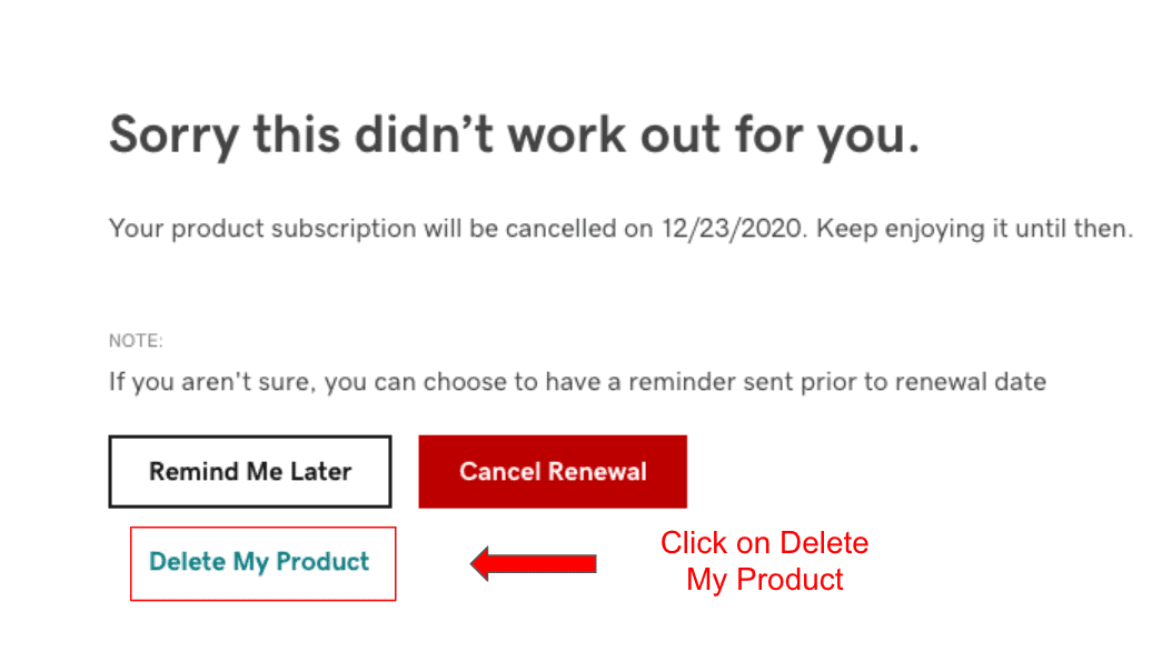 GoDaddy Cancel Renewal page