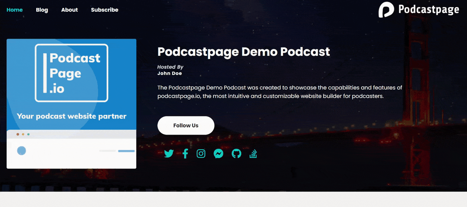 Podcastpage Duke template demo