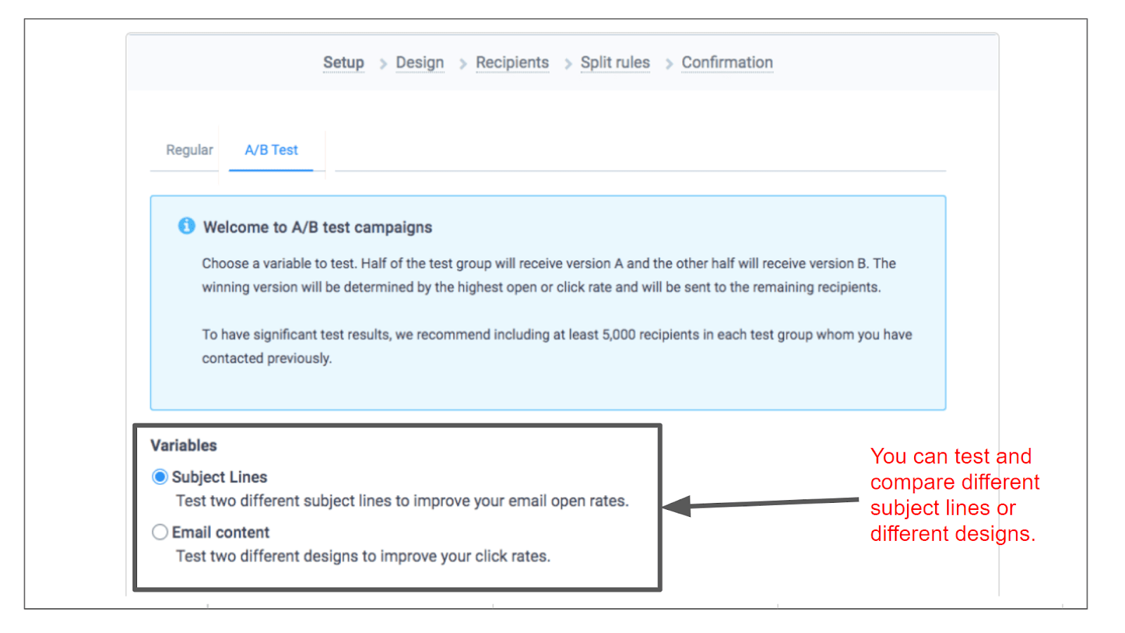 Sendinblue A/B testing