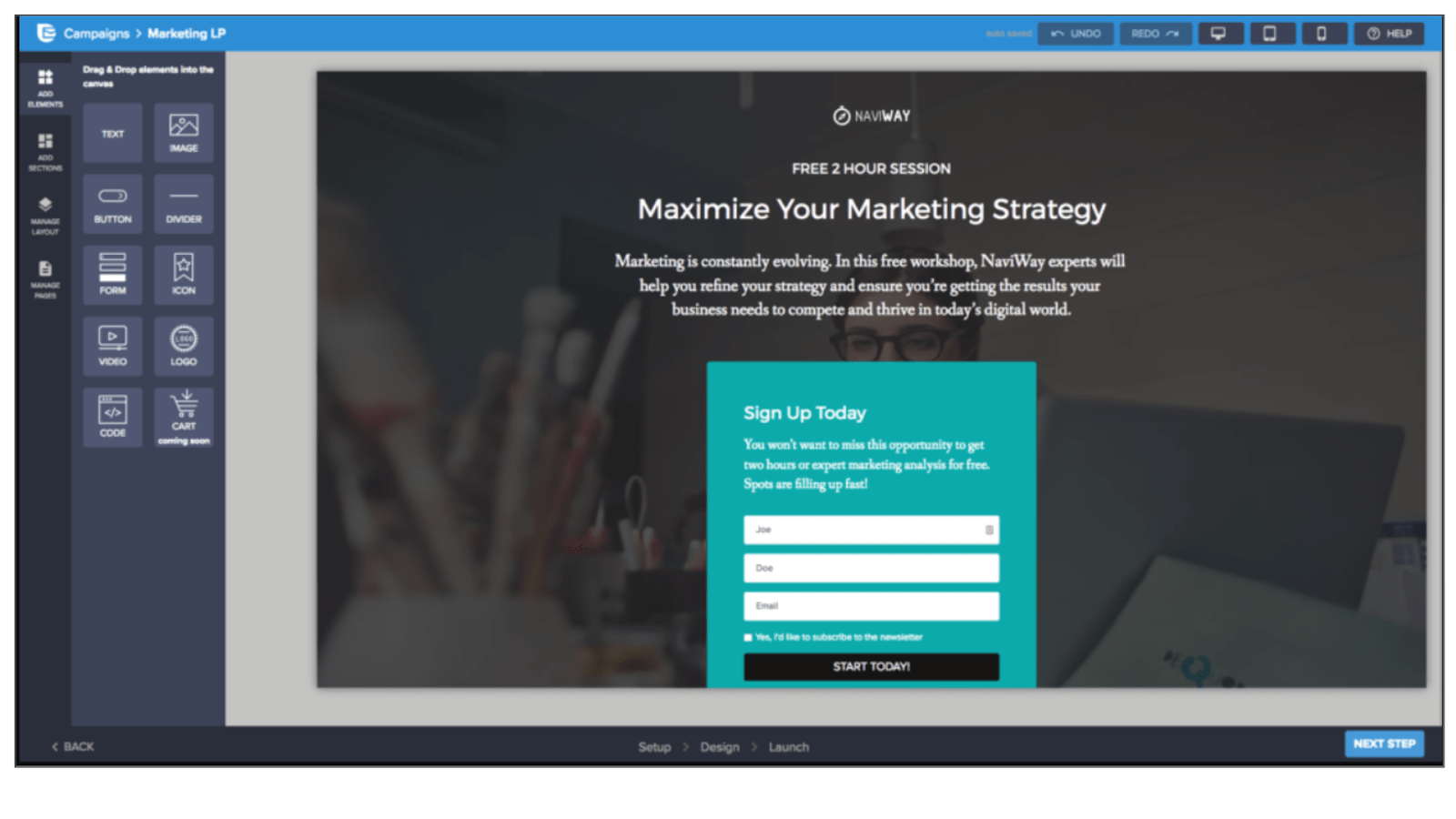 Sendinblue landing page template