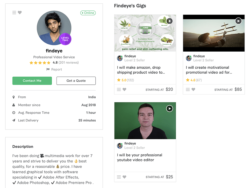 findeye Fiverr profile