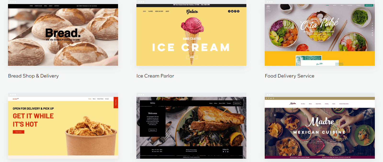 Wix restaurant templates