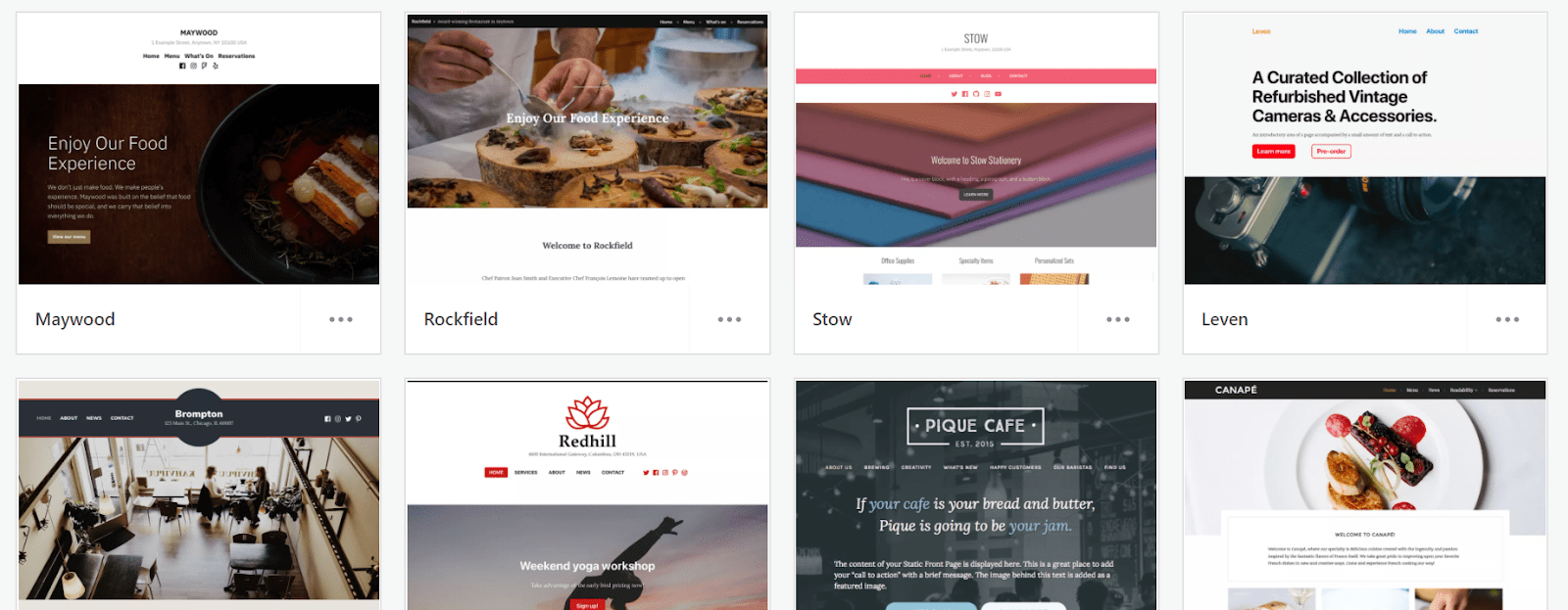 WordPress restaurant themes