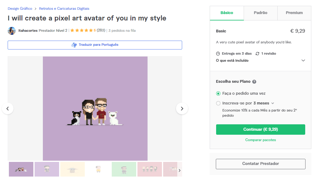 Fiverr screenshot - itahacortes pixel art gig