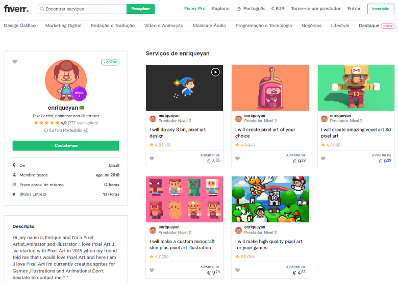 Fiverr screenshot - enriqueyan profile