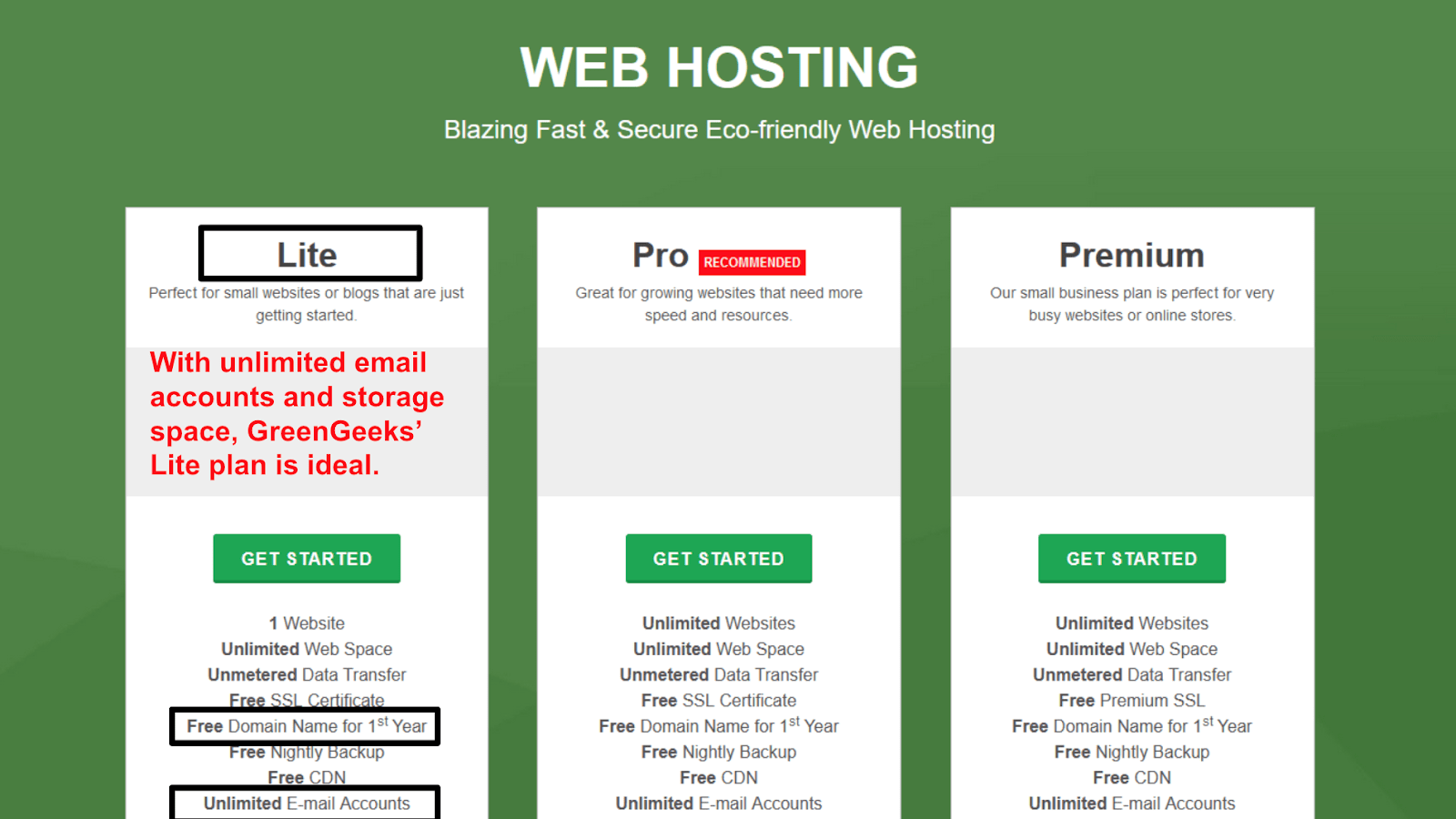 GreenGeeks - email hosting