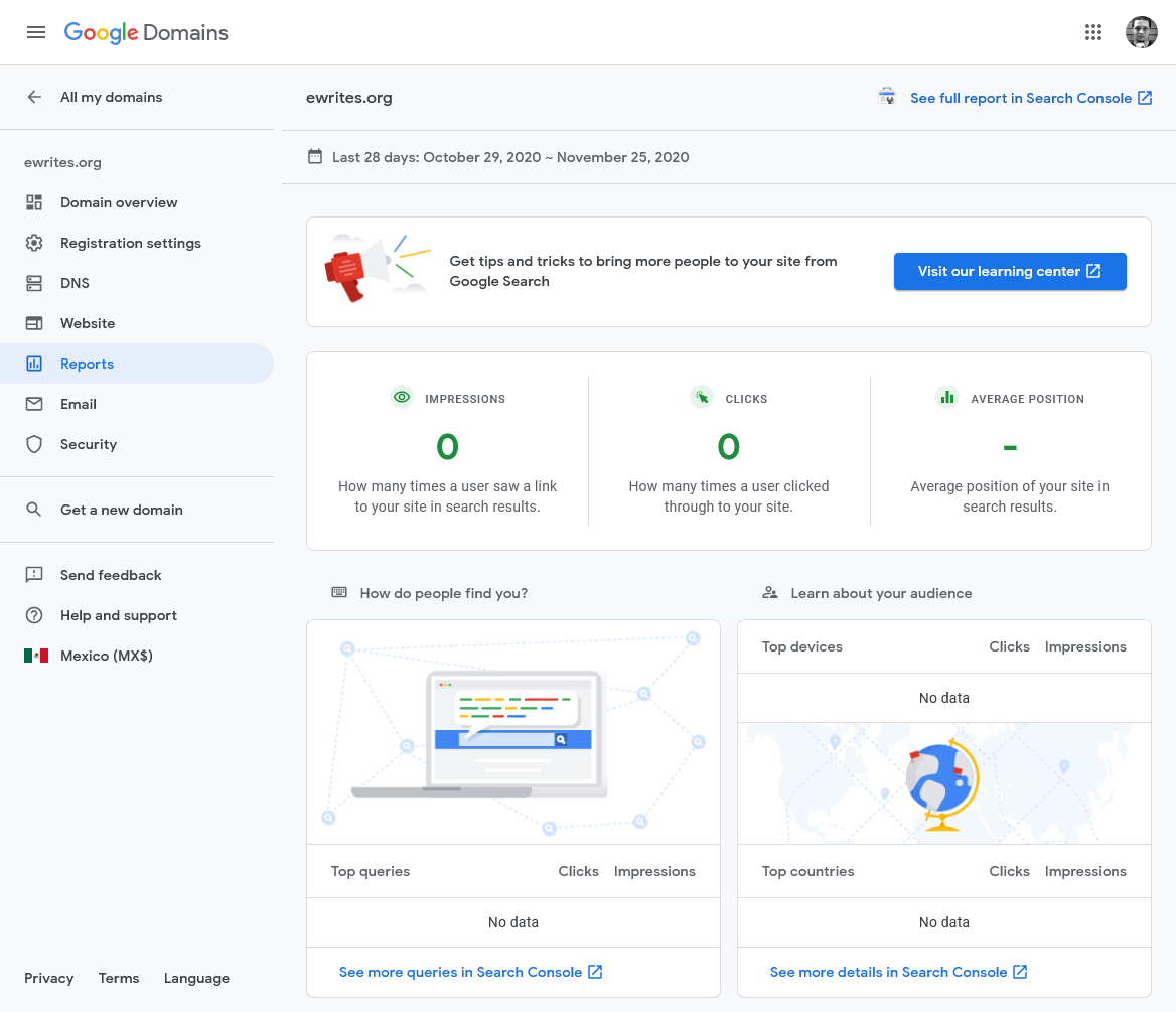 the Reports dashboard