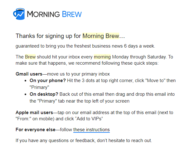 Morning Brew whitelist instructions