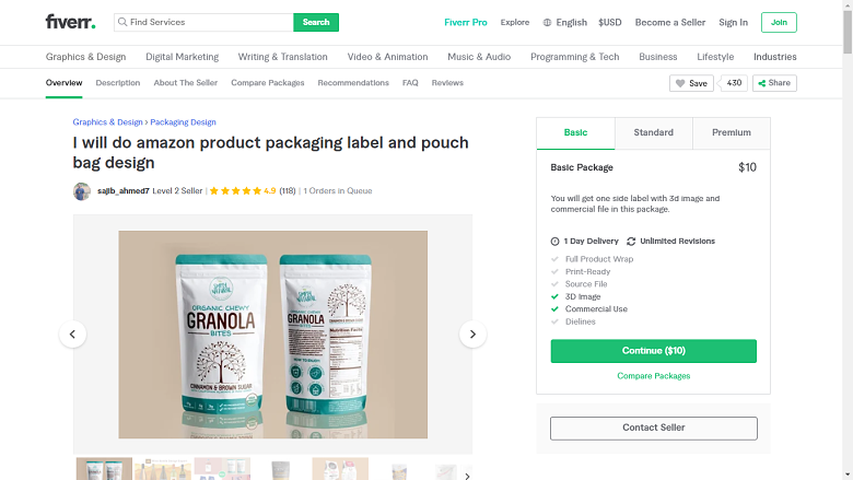 Fiverr screenshot - sajib_ahmed7 package designer gig