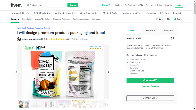 Fiverr screenshot - nabeel_gfxdetic package designer gig