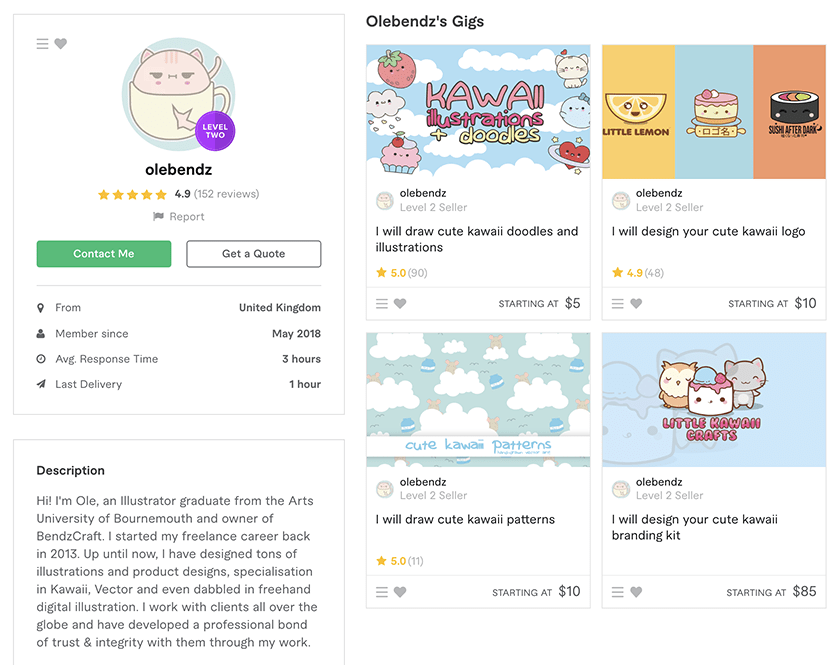 olebendz's Fiverr profile