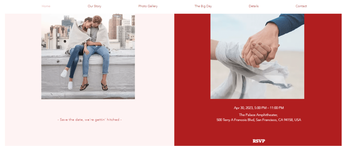 Wix Upcoming Wedding Template