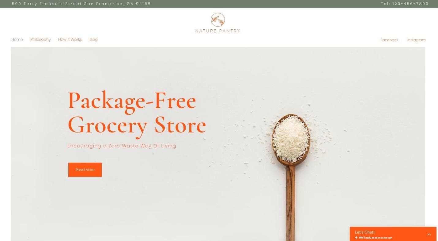 Wix Zero Waste Store website template