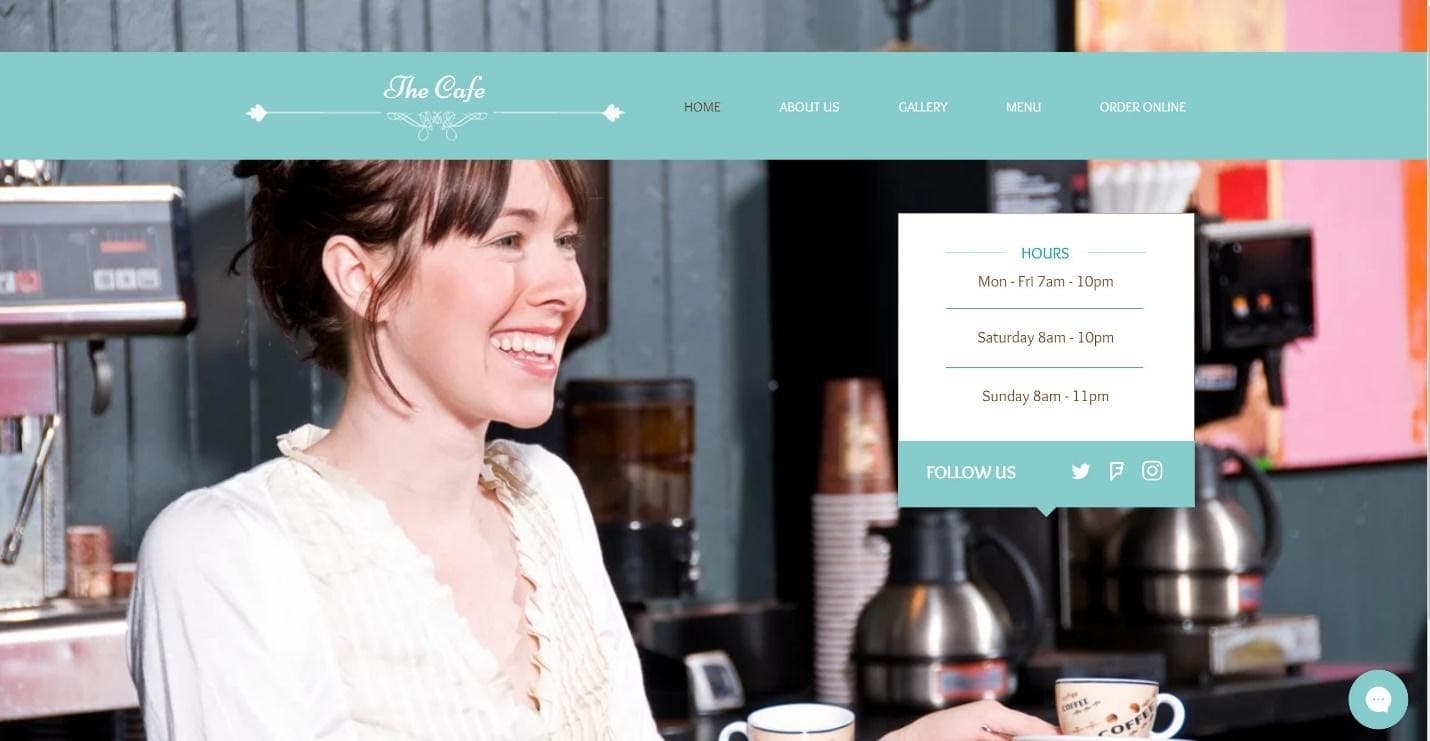 The Wix My Café website template