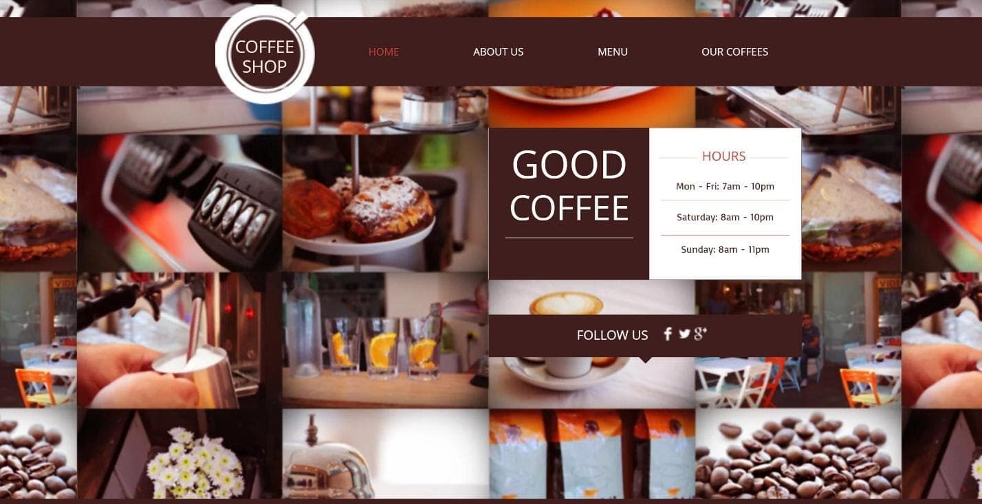 Wix Coffee Shop website template