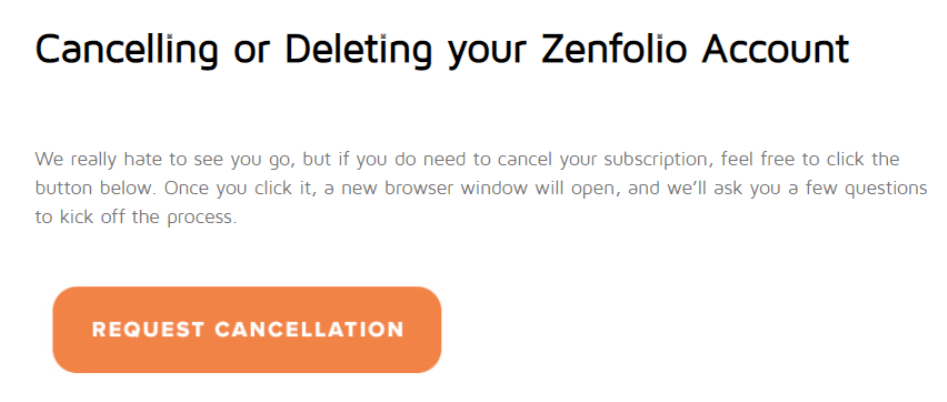 Zenfolio Article on Cancelling or Deleting an Account