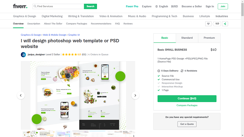 Fiverr screenshot - janjua_designer photoshop designer gig