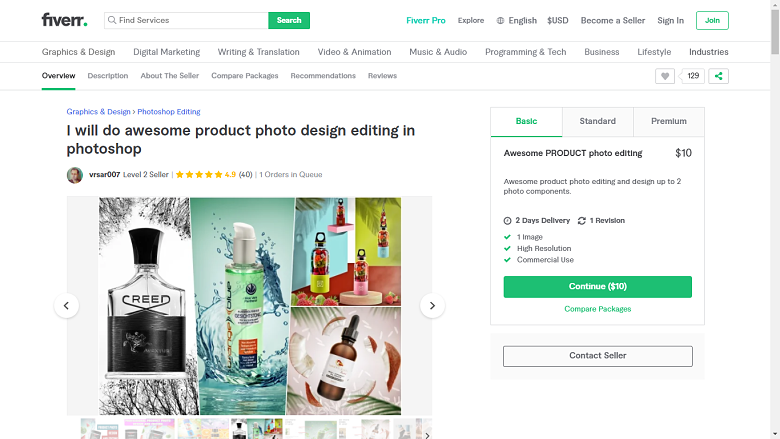 Fiverr screenshot - vsar007 photoshop designer gig