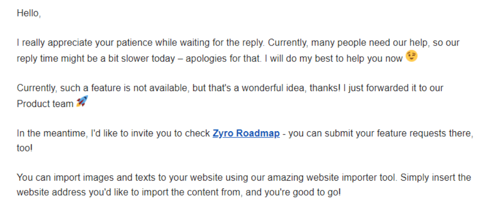 Zyro Email Support