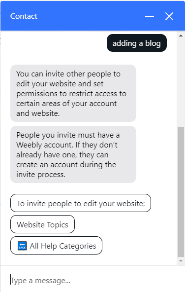 Weebly Chatbot