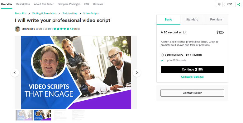 Pro verified scriptwriter danno1950's Fiverr portfolio