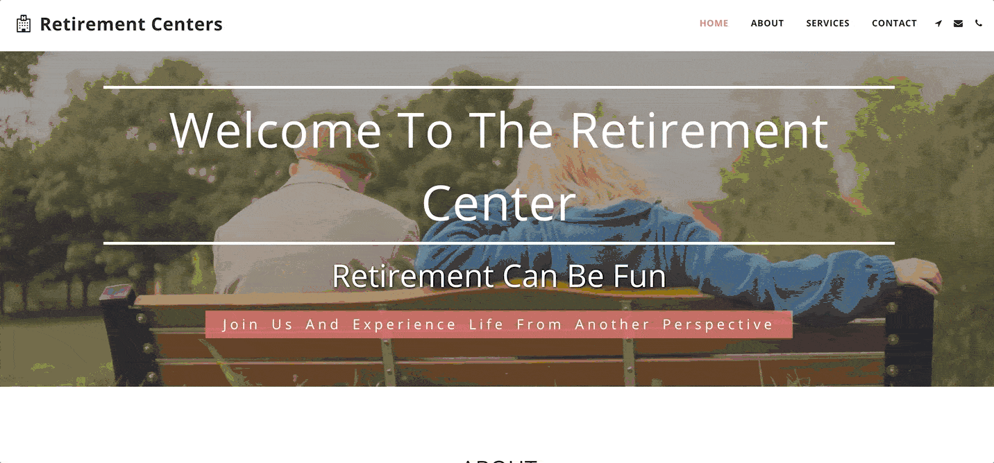 Homepage of SITE123's free Retirement Center template