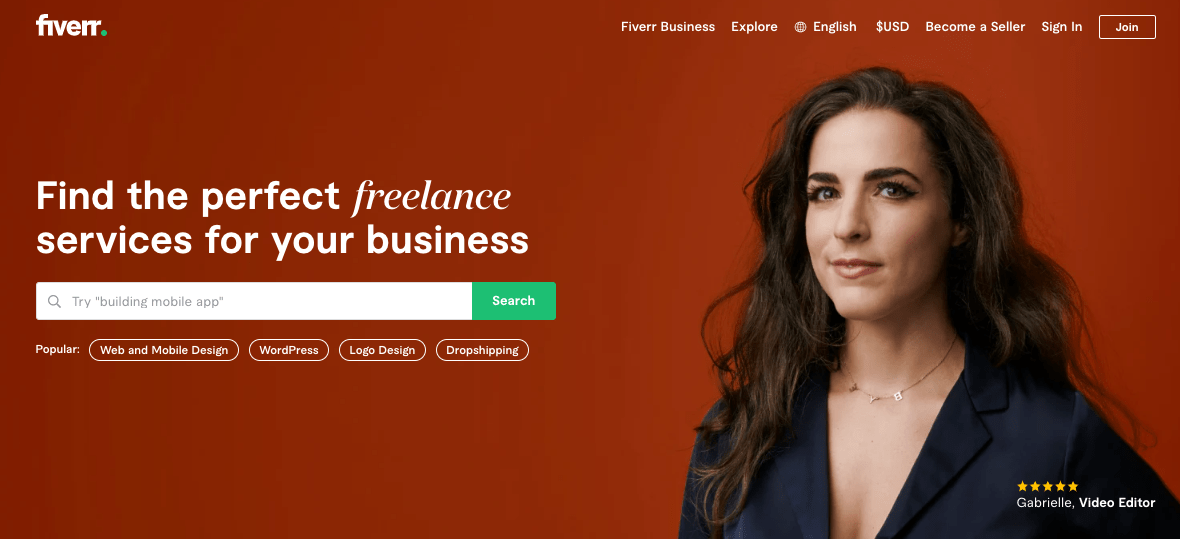 Fiverr homepage