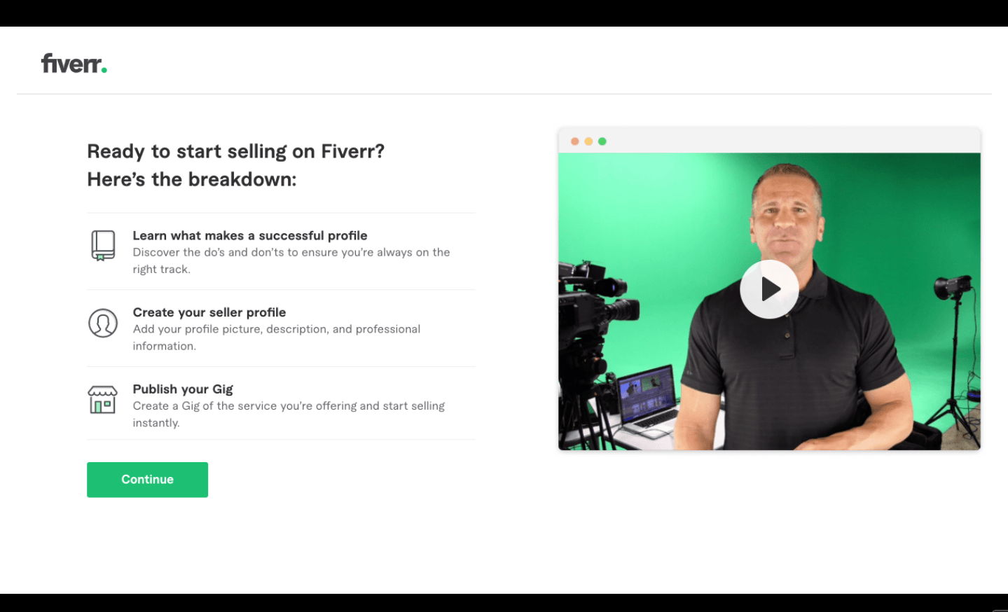 Fiverr screenshot - A step by step guide of how to set up your profile