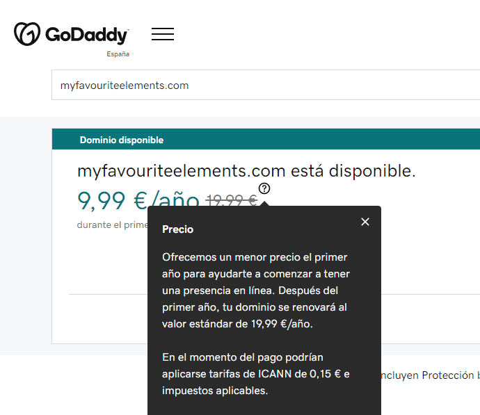 Purchasing domain name GoDaddy